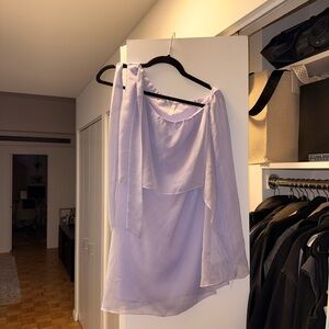 Elegant Lavender Chiffon One Shoulder Dress